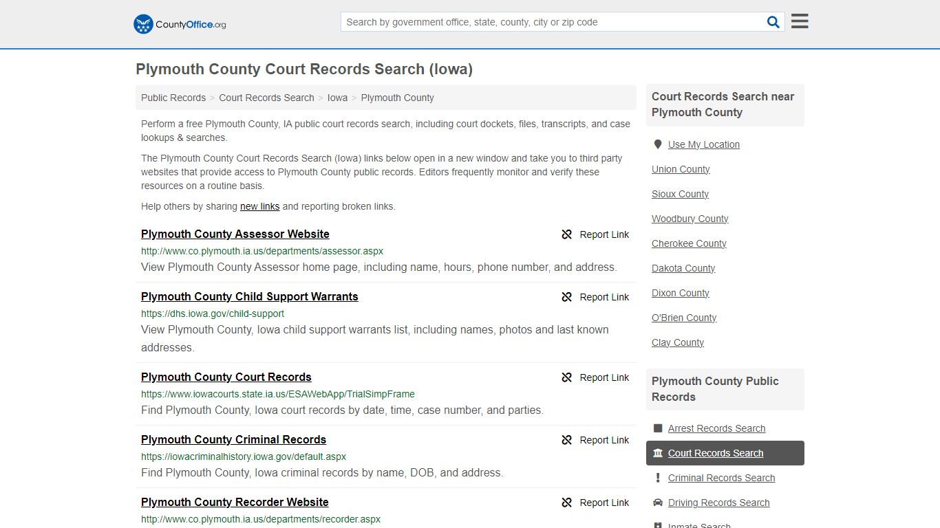 Plymouth County Court Records Search (Iowa) - countyoffice.org