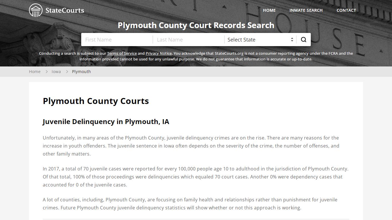 Plymouth County, IA Courts - Records & Cases - StateCourts