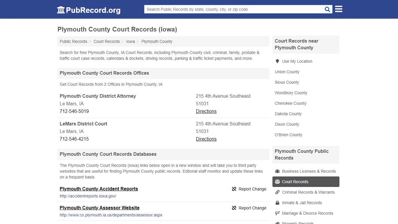 Free Plymouth County Court Records (Iowa Court Records)