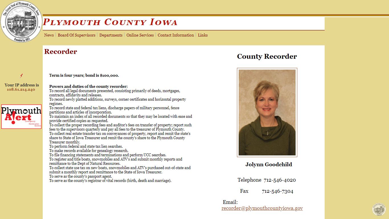 Recorder - Plymouth County, Iowa